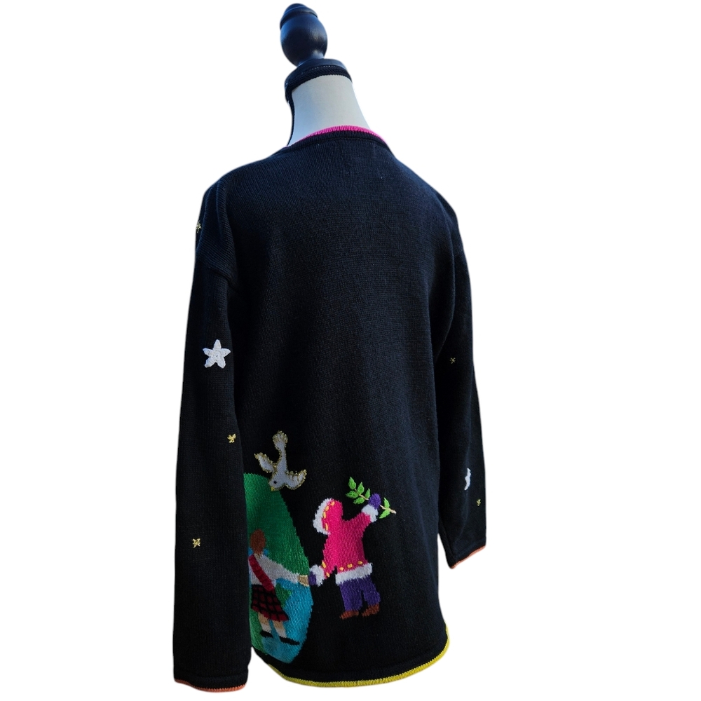 Vintage Storybook Knits Children of the World/Peace on Earth Sweater Medium - Picture 6 of 11